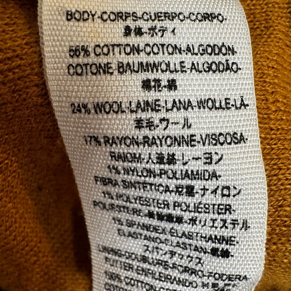 Free People Mustard Textured Knit Belted Jacket Coat Size Medium Slouchy Boho - Picture 9 of 14